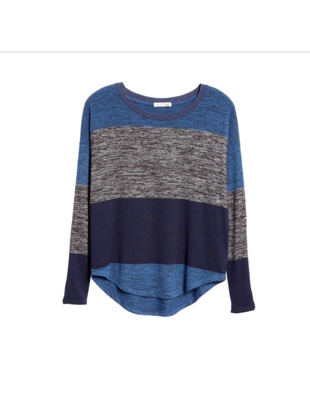 rag & bone Navy, Blue and Gray Striped Lightweight Crewneck